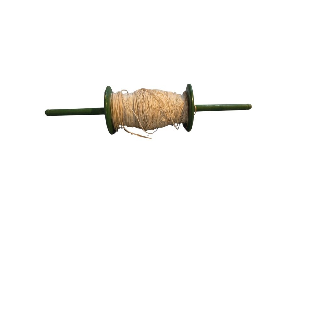KITE STRING HOLDER VINTAGE Wooden Green Spool
